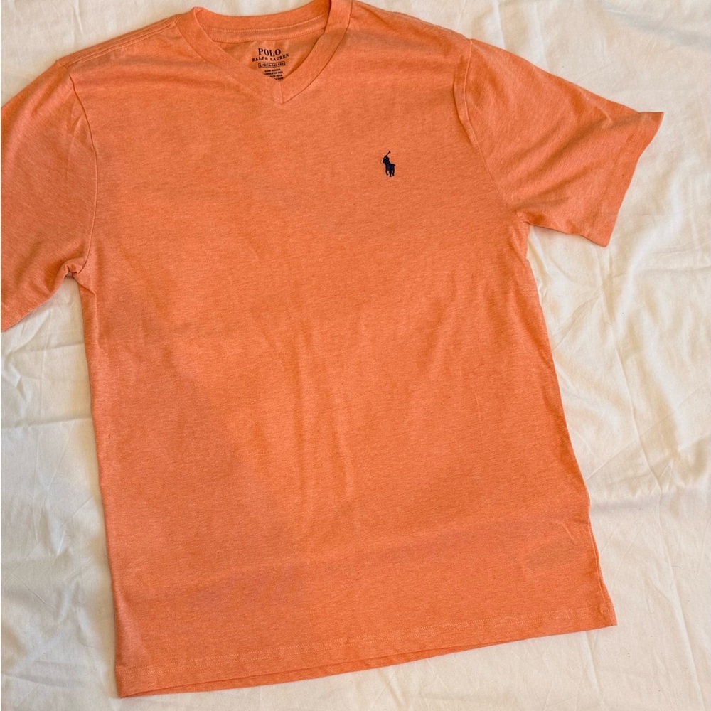 Boys Peach Light Orange Polo Ralph Lauren Short Sleeve T-Shirt  Large 14-16